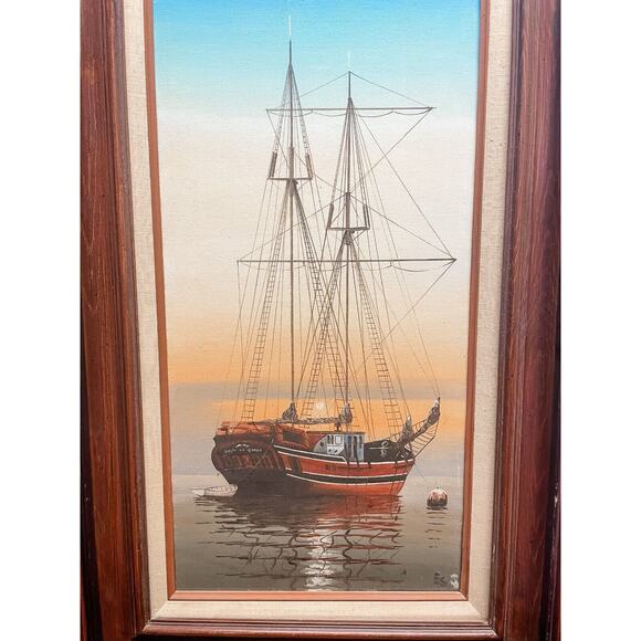 Eugene Schmidt Santa Barbara Oil on Canvas Sailboat Painting -Framed - Picture 2 of 6